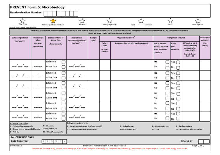 PREVENT+Form+5+ +microbiology+v3 | PDF | Microbiology | Clinical Medicine