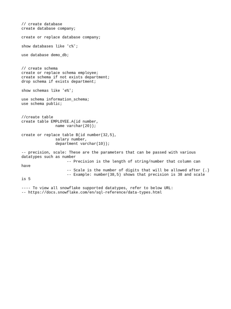 4.+Create+Database,+Schema+&+Table | PDF