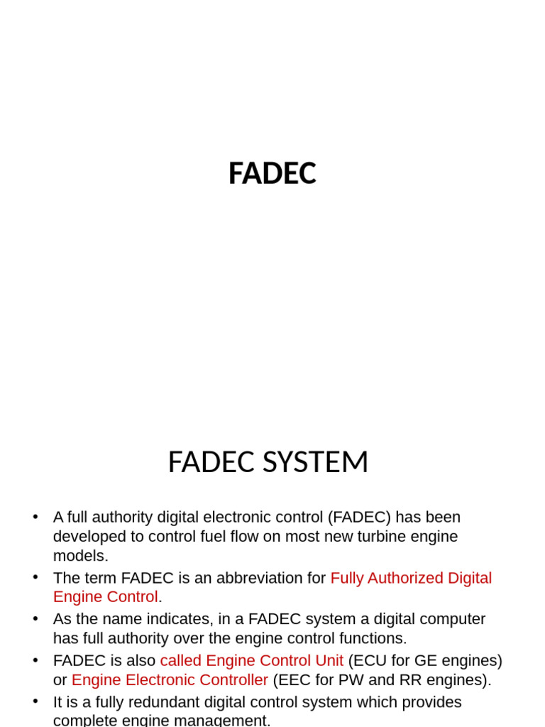 FADEC System Overview and Functions | PDF | Valve | Engines