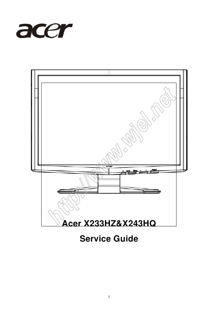 Acer TFT-LCD Color Monitor X233HZ, X243HQ Service Guide | PDF | Ac ...