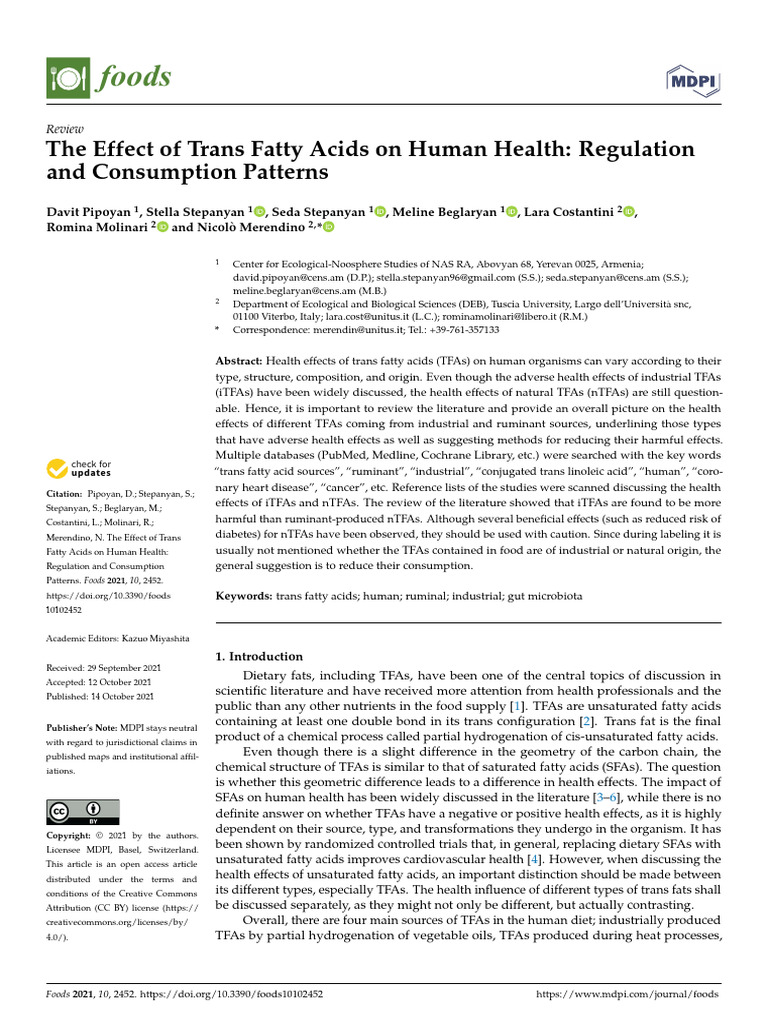foods-10-02452-v3 | PDF | Trans Fat | Fat