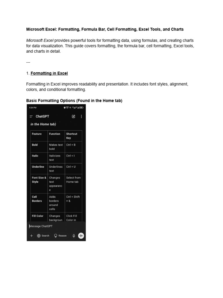 Microsoft Excel- Formatting, Formula Bar, Cell Formatting, Excel Tools ...