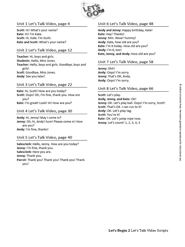 Video Scripts for Kids' Conversations | PDF