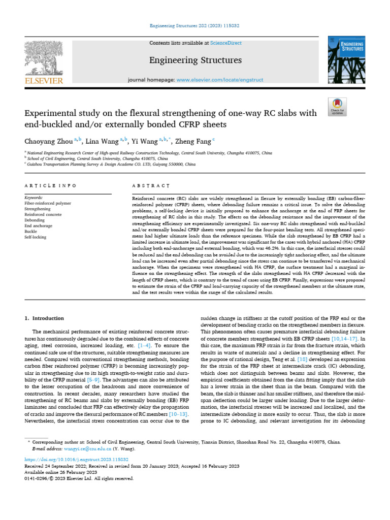 Flexural Strengthening of RC Slabs with CFRP | PDF | Fracture ...