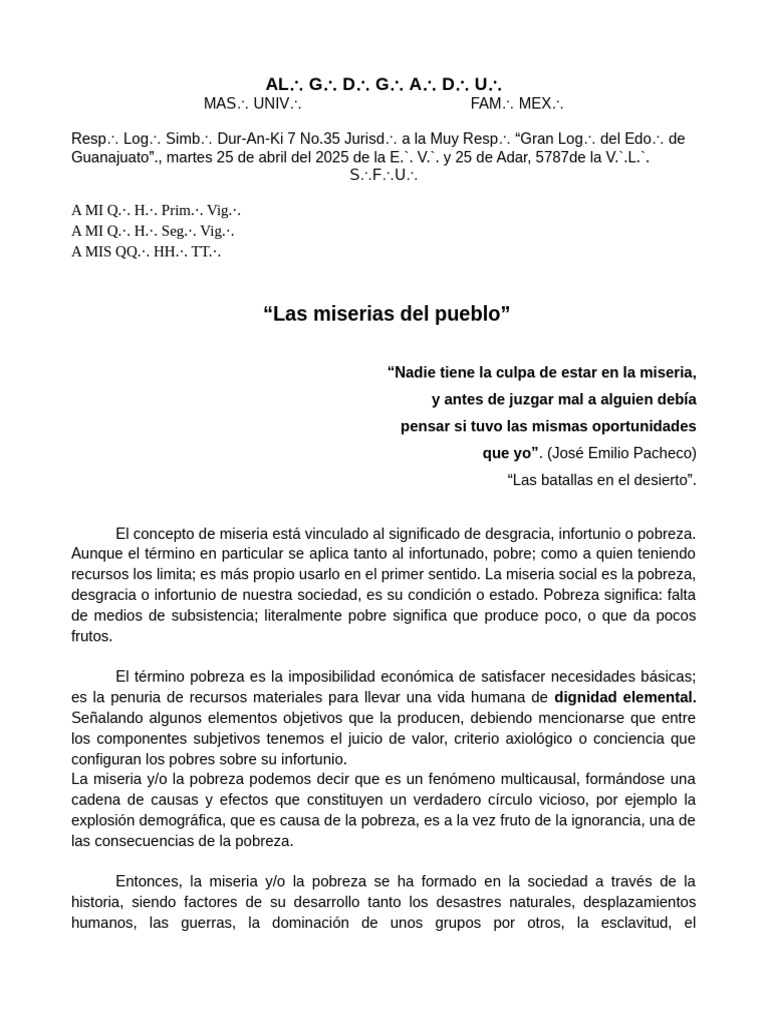 Miseria y Pobreza en la Sociedad Actual | PDF | Pobreza | Pobreza e ...