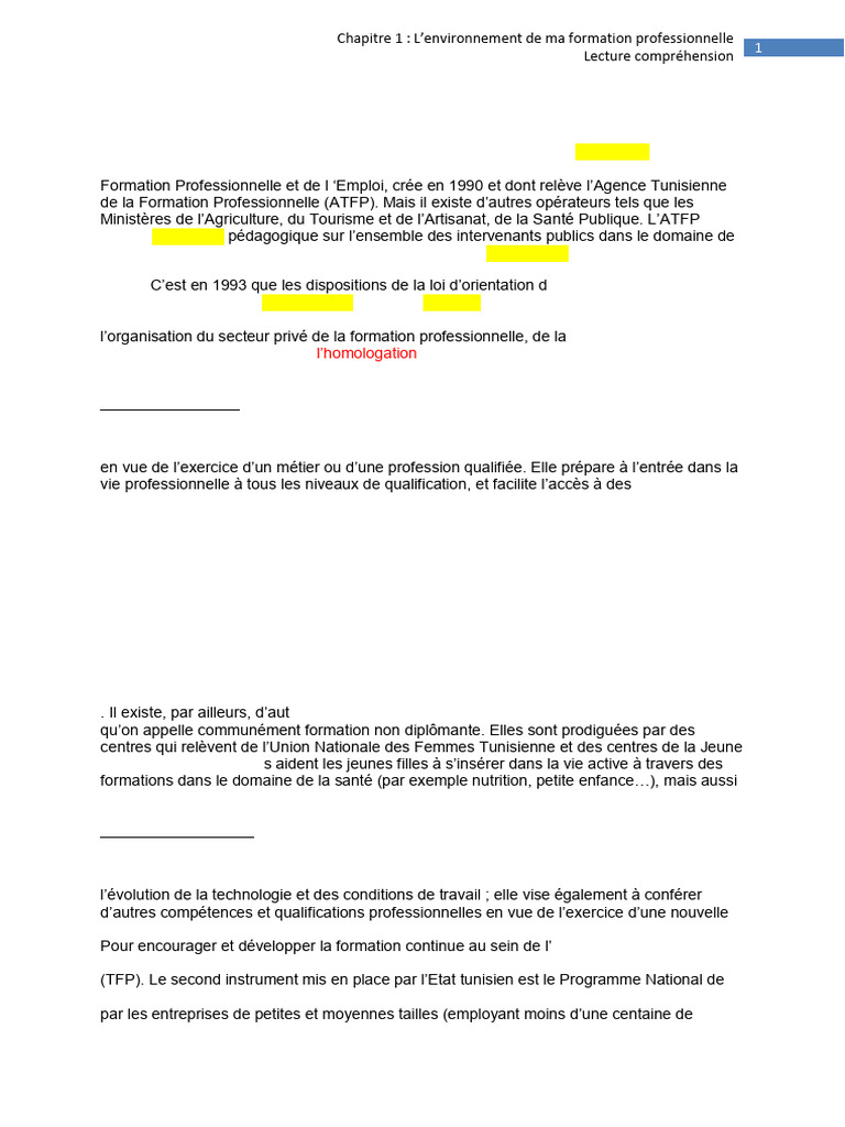 Formation professionnelle en Tunisie | PDF | Tunisie | Brevet