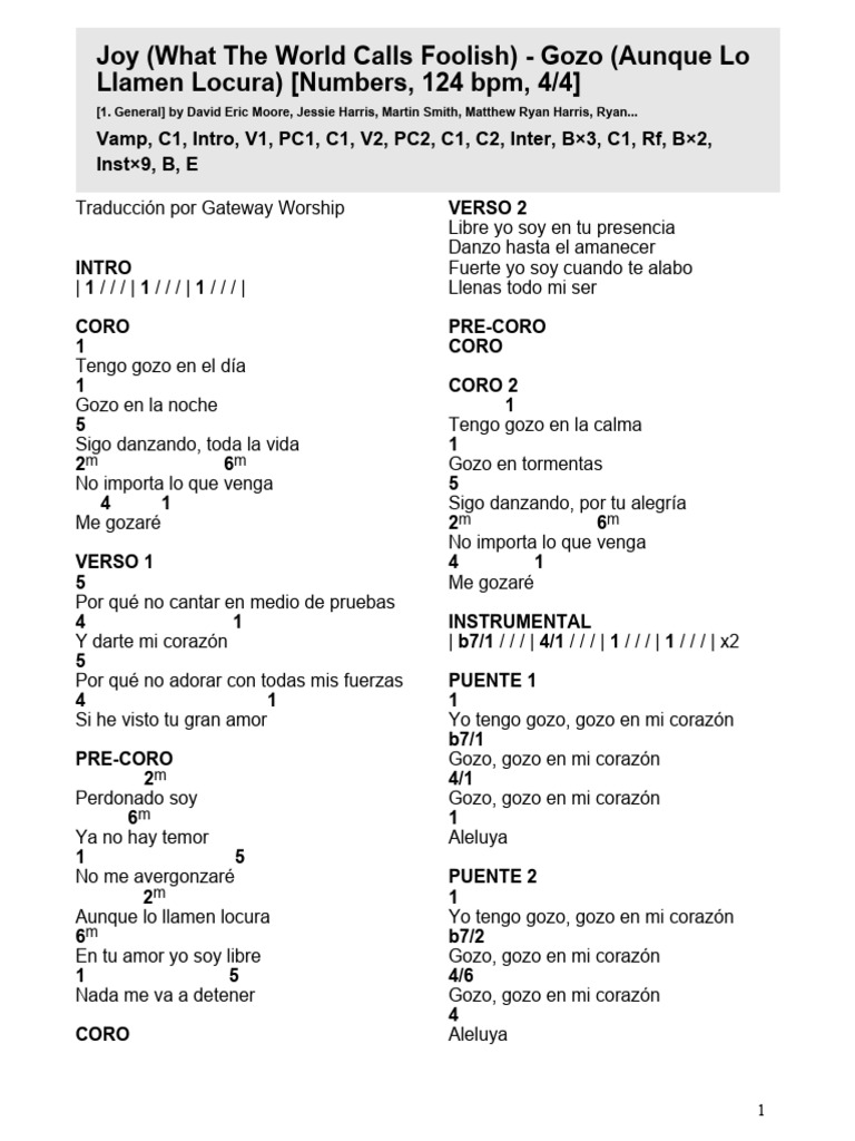 Gozo: Letra y Acordes de Worship | PDF