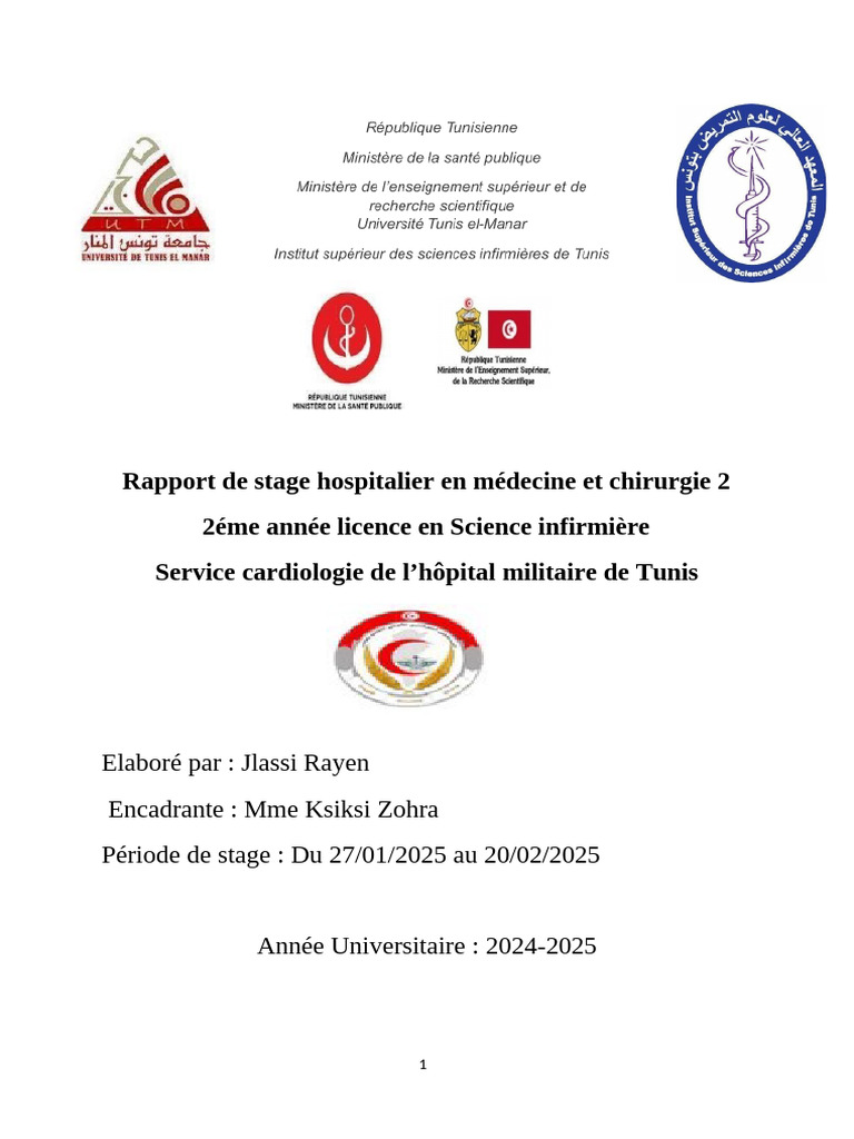 Rapport de Stage en Cardiologie | PDF | Infarctus du myocarde | Allaitement