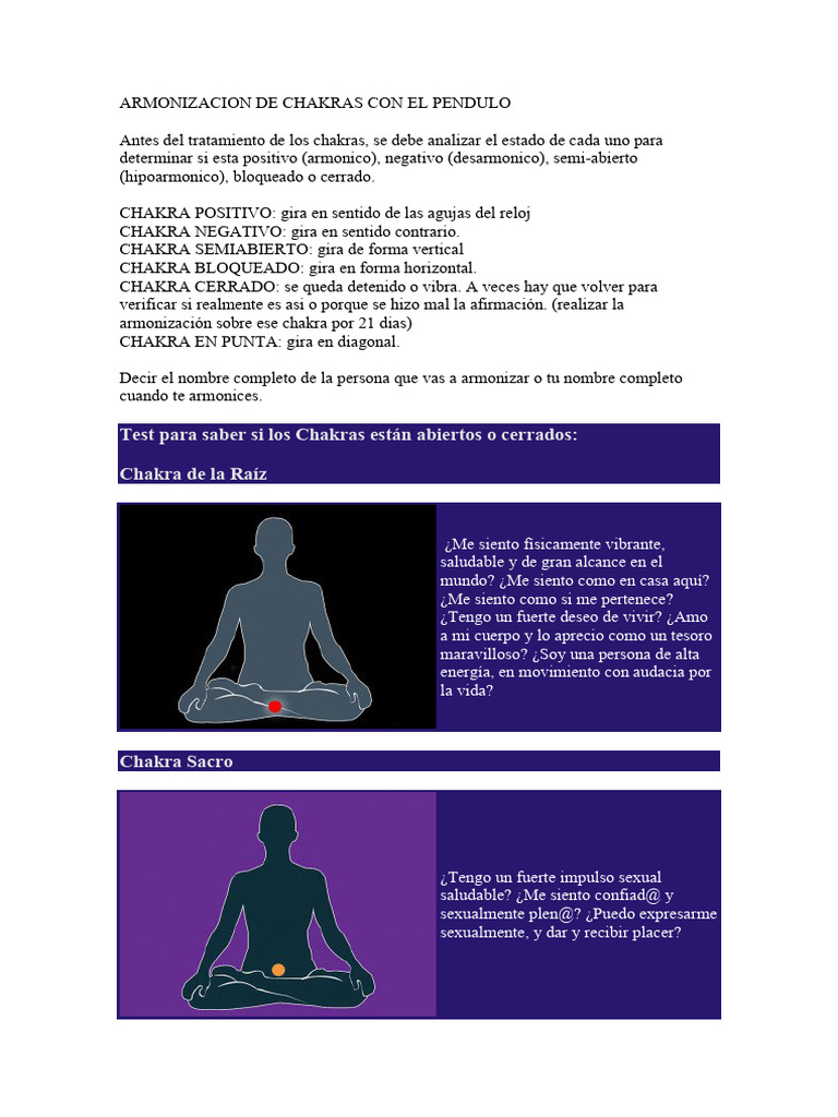 4 ARMONIZACION DE CHAKRAS CON EL PENDULO | PDF | Amor | Sicología