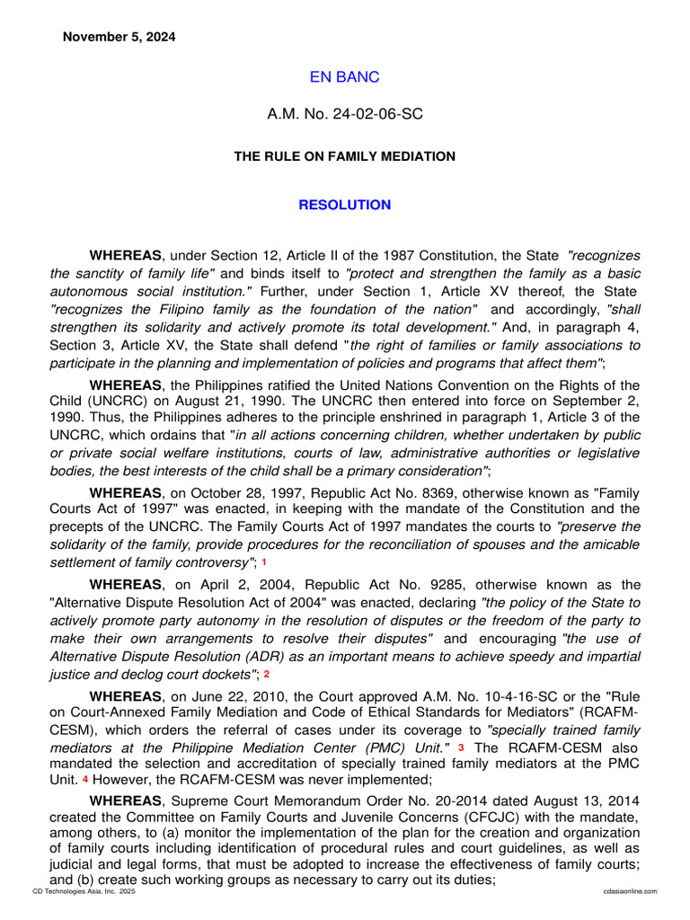 The Rule On Family Mediation | PDF | Mediation | Alternative Dispute ...