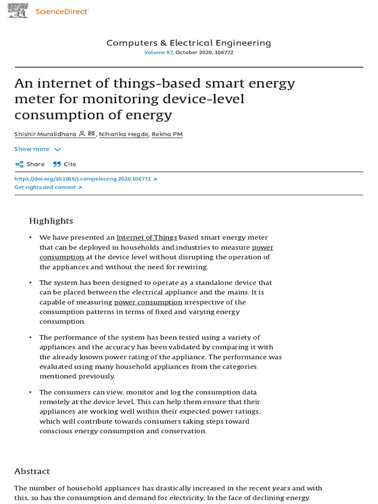 IoT-Based Smart Energy Meter Design | PDF | Energy Conservation ...