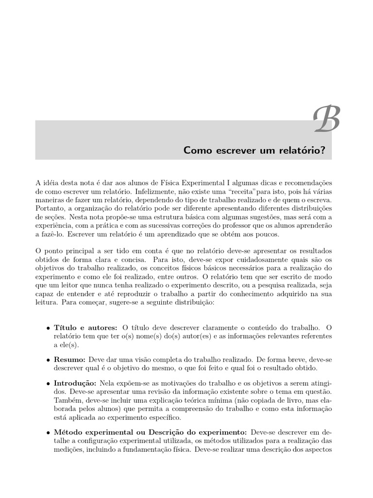 Como Escrever Um Relatório | PDF | Método científico | Análise de dados