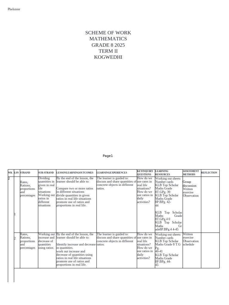 Mathematics Grade 8 Term-II | PDF | Ratio | Equations