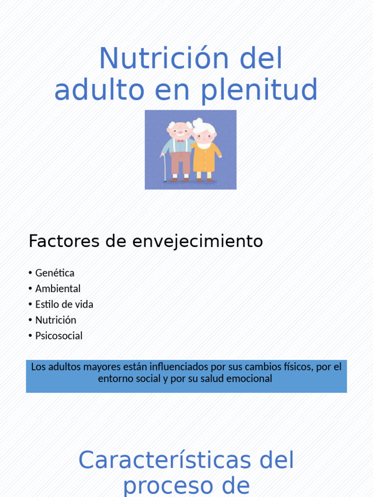 Nutrición y envejecimiento en adultos mayores | PDF | Dieta | Alimentos