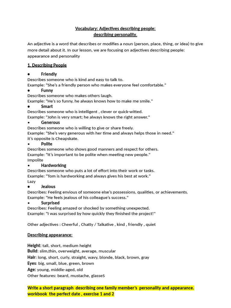 Vocabulary Describing PPL | PDF