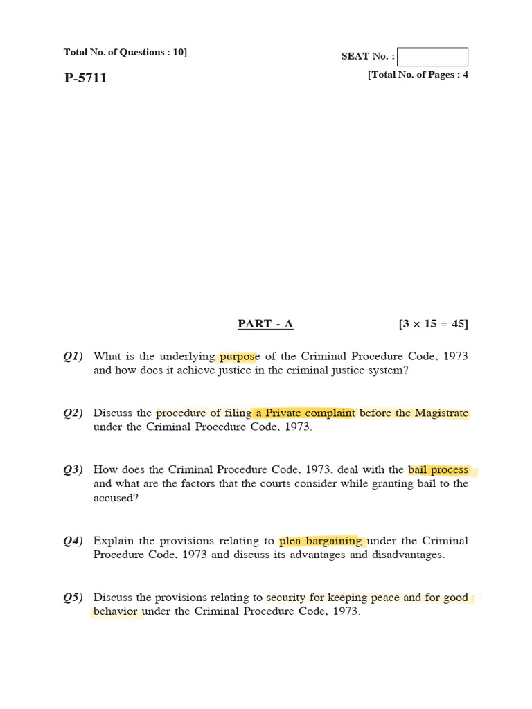 Overview of Criminal Procedure Code 1973 | PDF | Criminal Procedure In ...