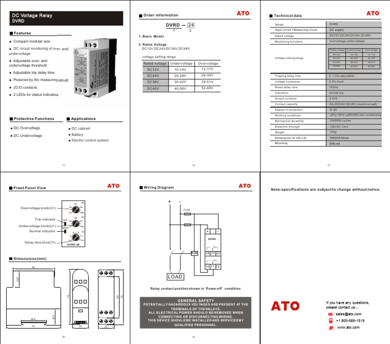 DVRD-24 DC Voltage Relay Manual | PDF | Relay | Direct Current