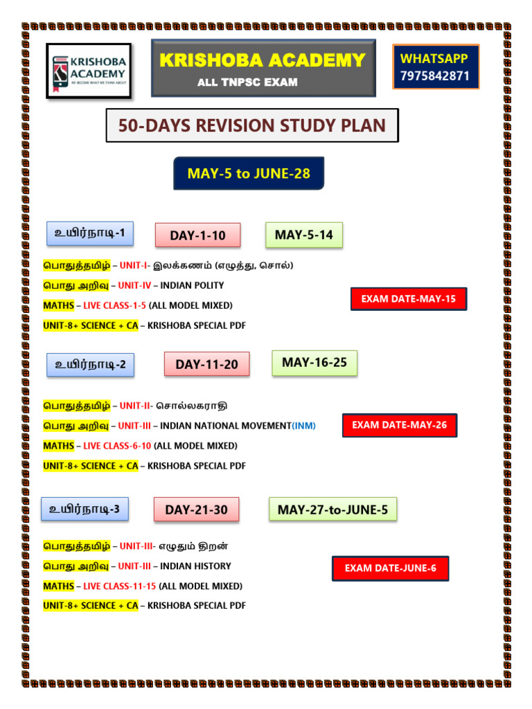 50 Days Revision Study Plan | PDF