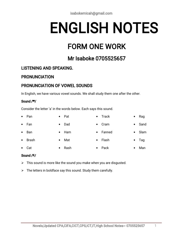 English Vowel and Consonant Sounds Guide | PDF