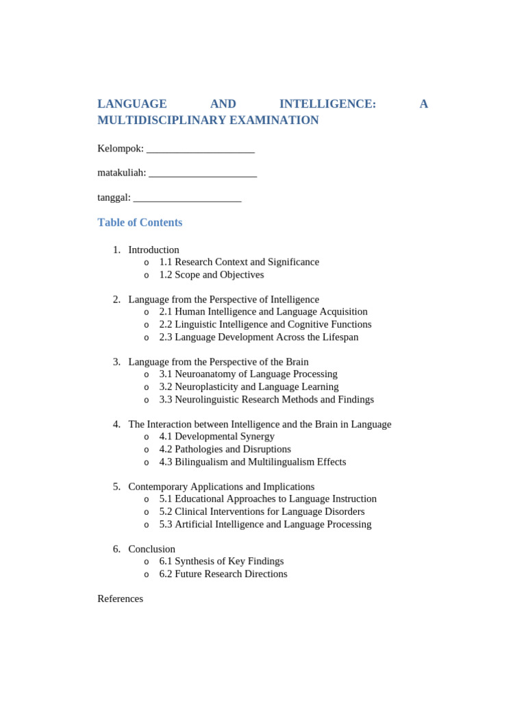 Language and Intelligence: A Neurological Study | PDF | Lateralization ...