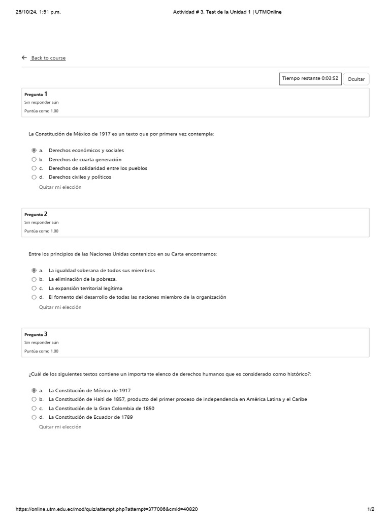Test de Derechos Humanos y Derecho Internacional | PDF | Derechos ...