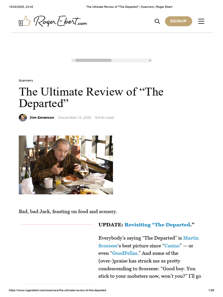 The Ultimate Review Of The Departed Scanners Roger Ebert Pdf