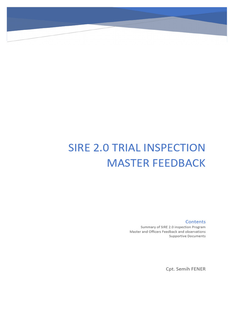 SIRE 2.0 Trial Inspection Feedback | PDF