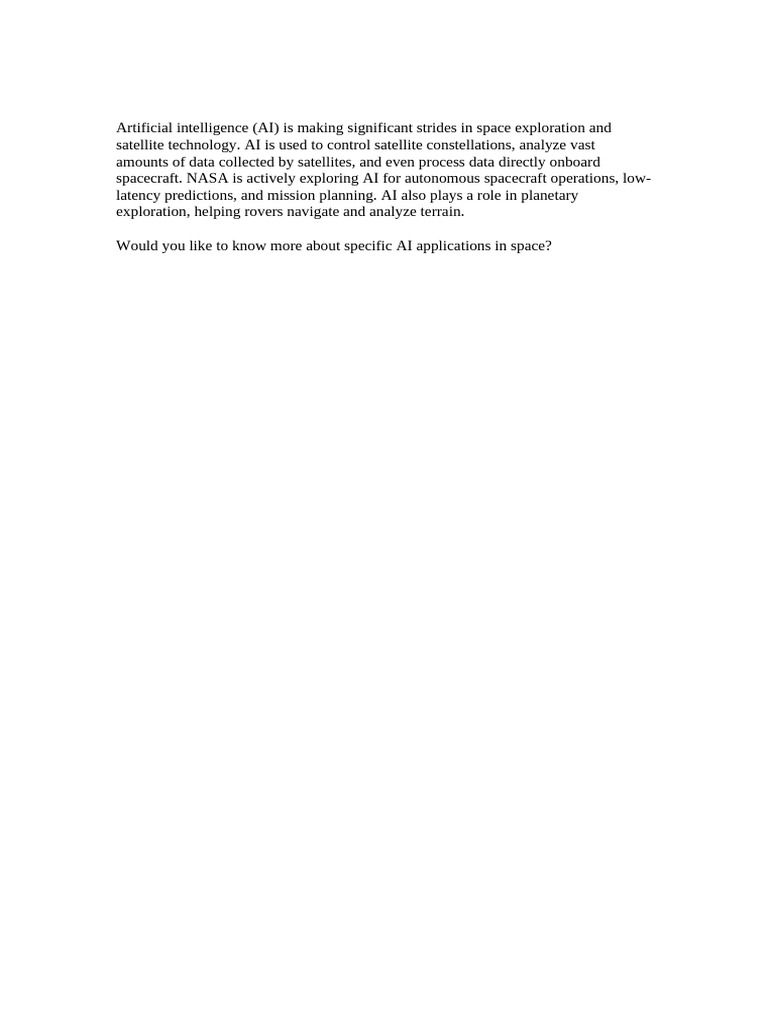 Artificial Intelligence in Space | PDF