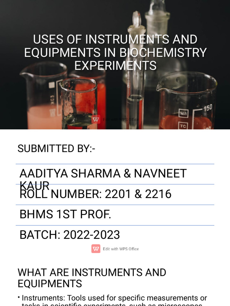 Uses of Instruments and Equipments in Biochemistry Experiments | PDF ...