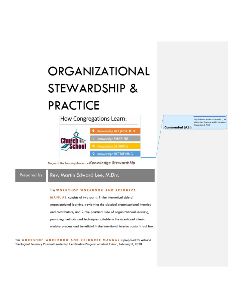 Organizational Stewardship Workshop Manual | PDF | Knowledge | Learning