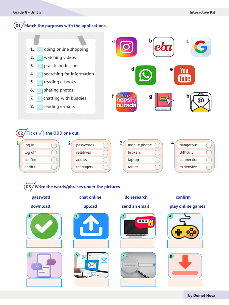 Grade 8 Interactive Internet Activities | PDF | Internet | Cyberspace