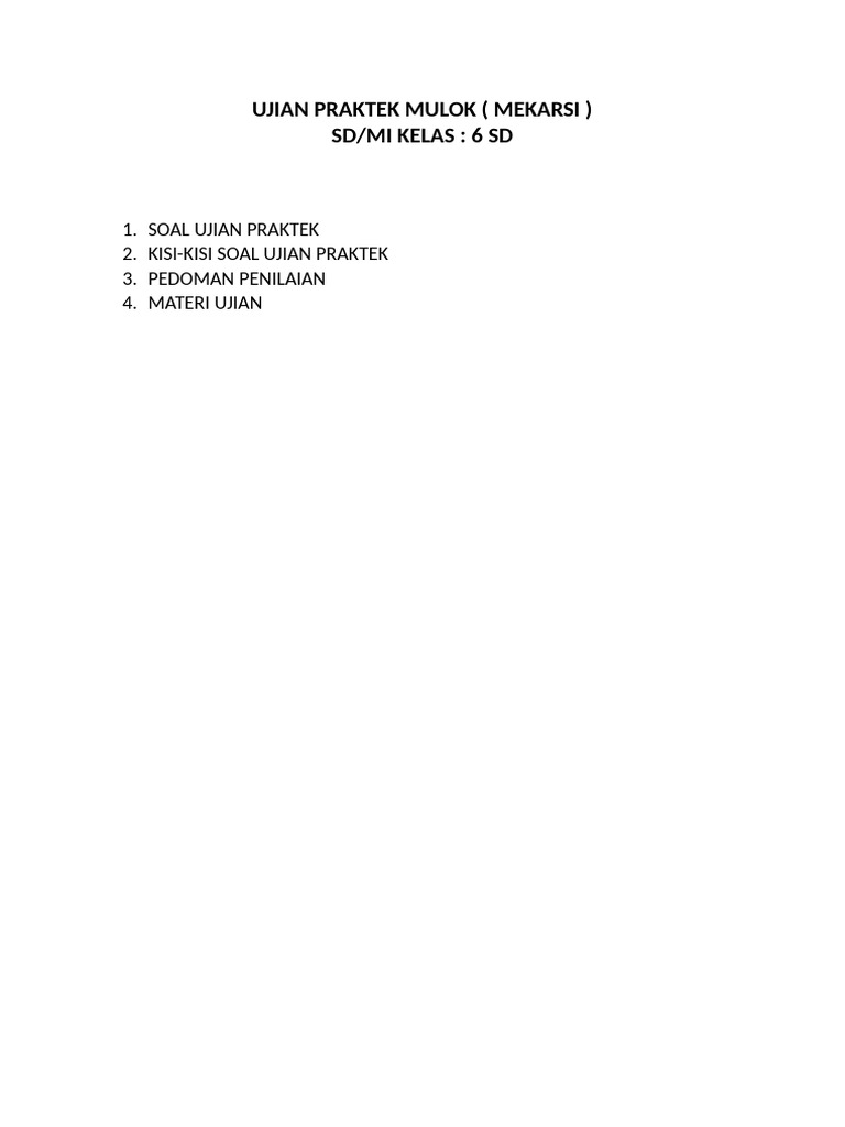 Ujian Praktek Mulok Eka Fix | PDF