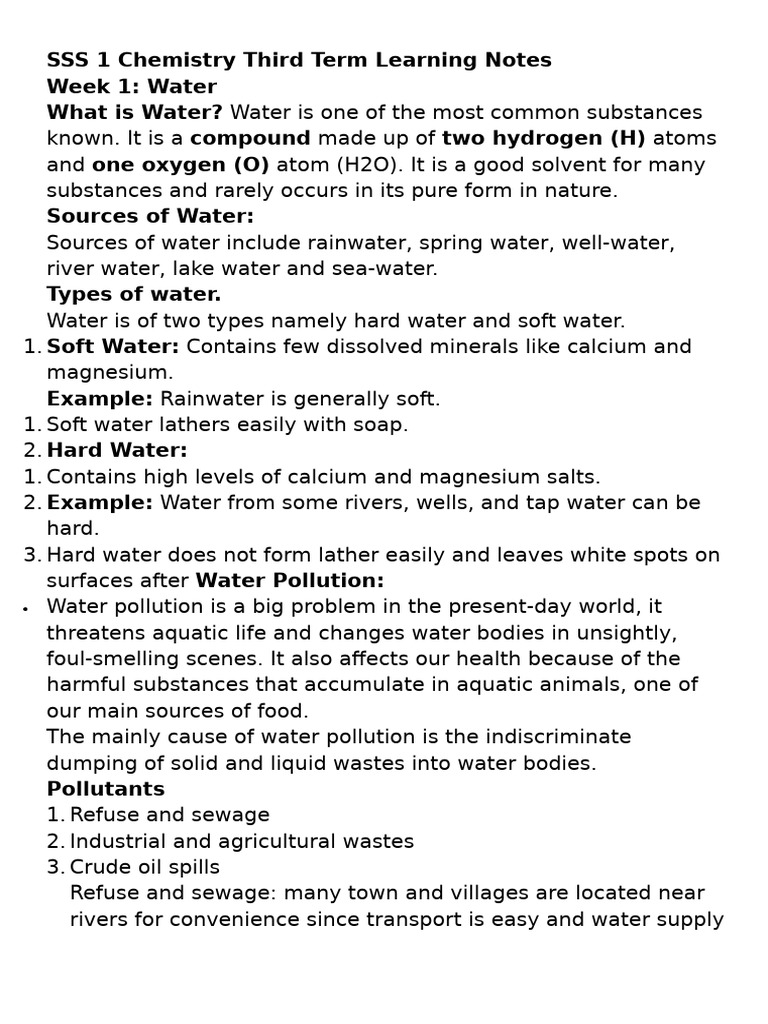 SSS 1 Chemistry Third Term Learning Notes2 | PDF | Carbon Dioxide ...
