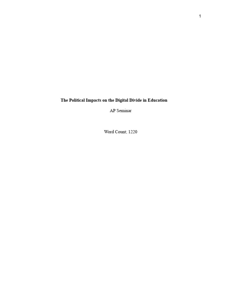 Political Impacts On Solutions For The Digital Divide in Education ...