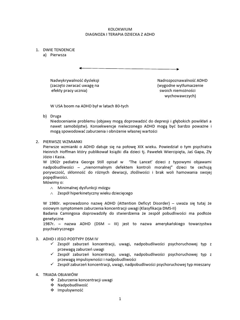 Diagnoza I Terapia Dziecka Z ADHD | PDF