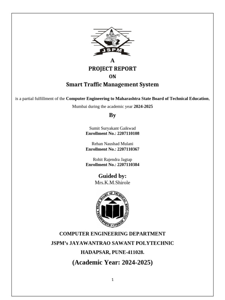 Smart Traffic Management System Report | PDF | Traffic | Internet Of Things