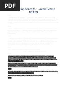 script for anchoring(Summer camp)