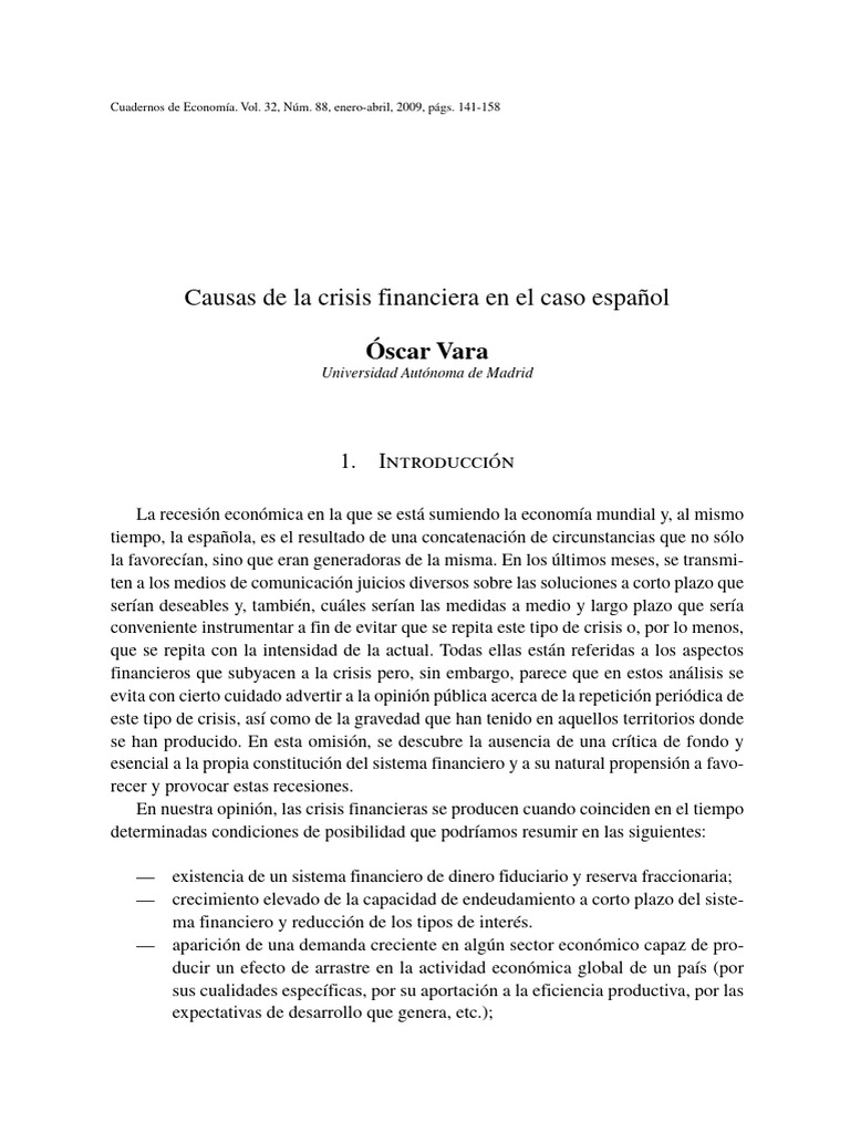 Causas de La Crisis Financiera en El Cas | PDF | Bancos | Deuda