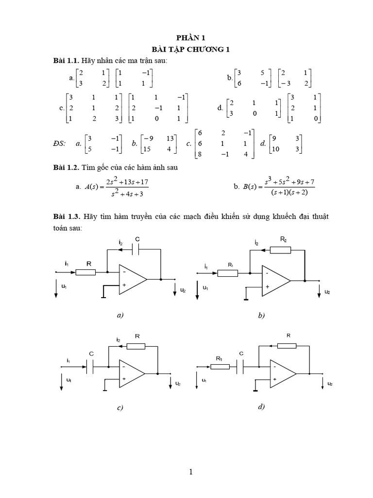 Bai tap LT DKTD 1 | PDF
