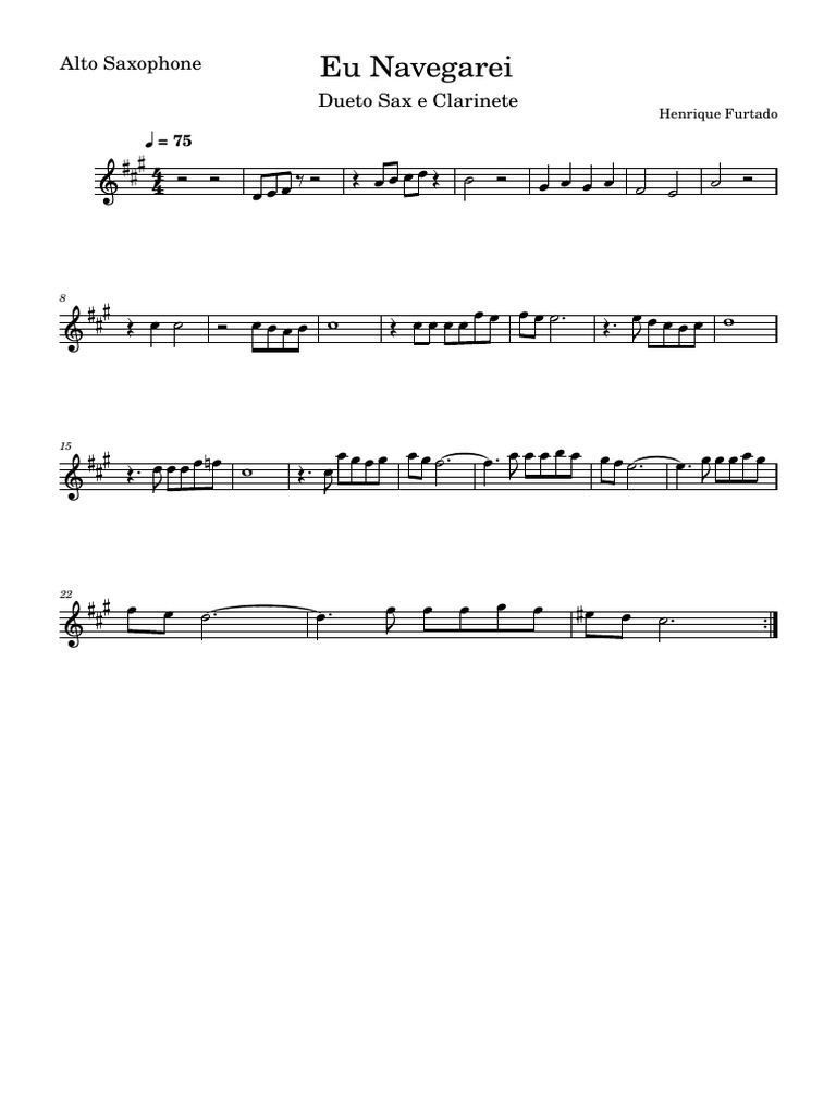 Dueto: Eu Navegarei para Sax e Clarinete | PDF