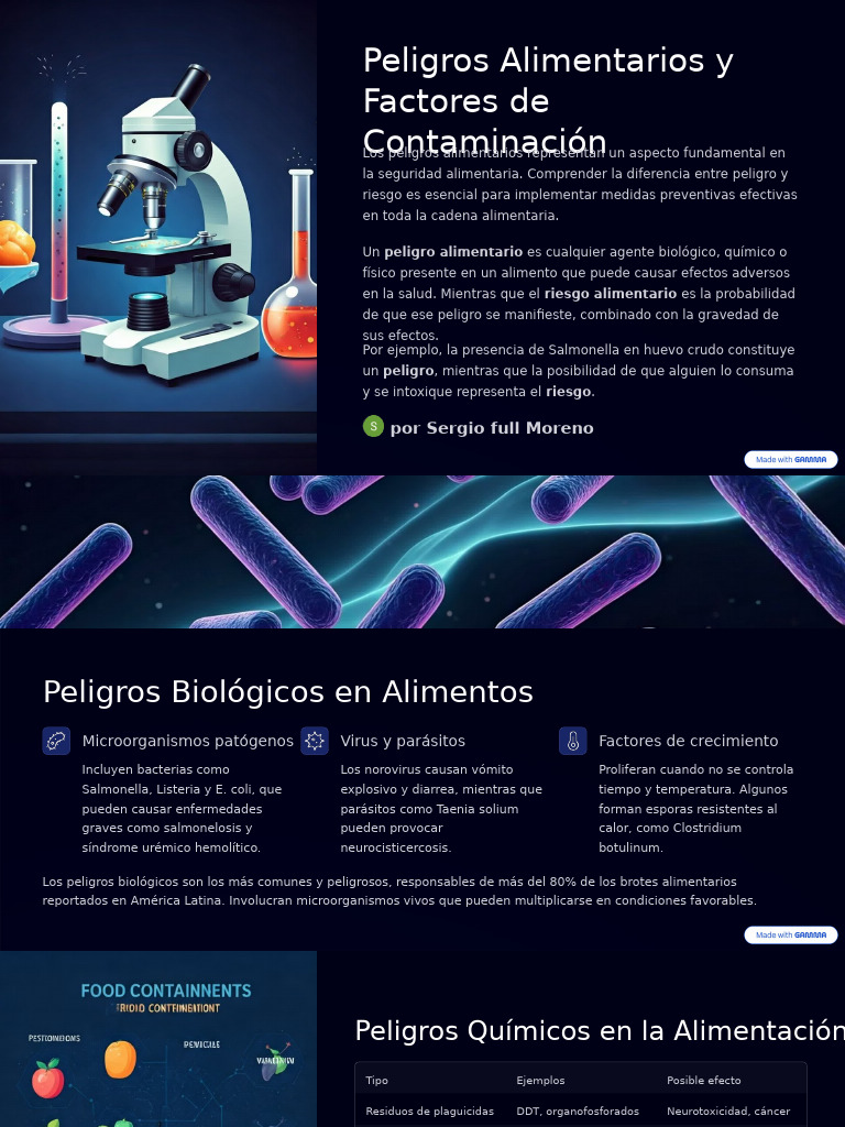 Peligros y Contaminación Alimentaria | PDF | Alimentos | Las bacterias