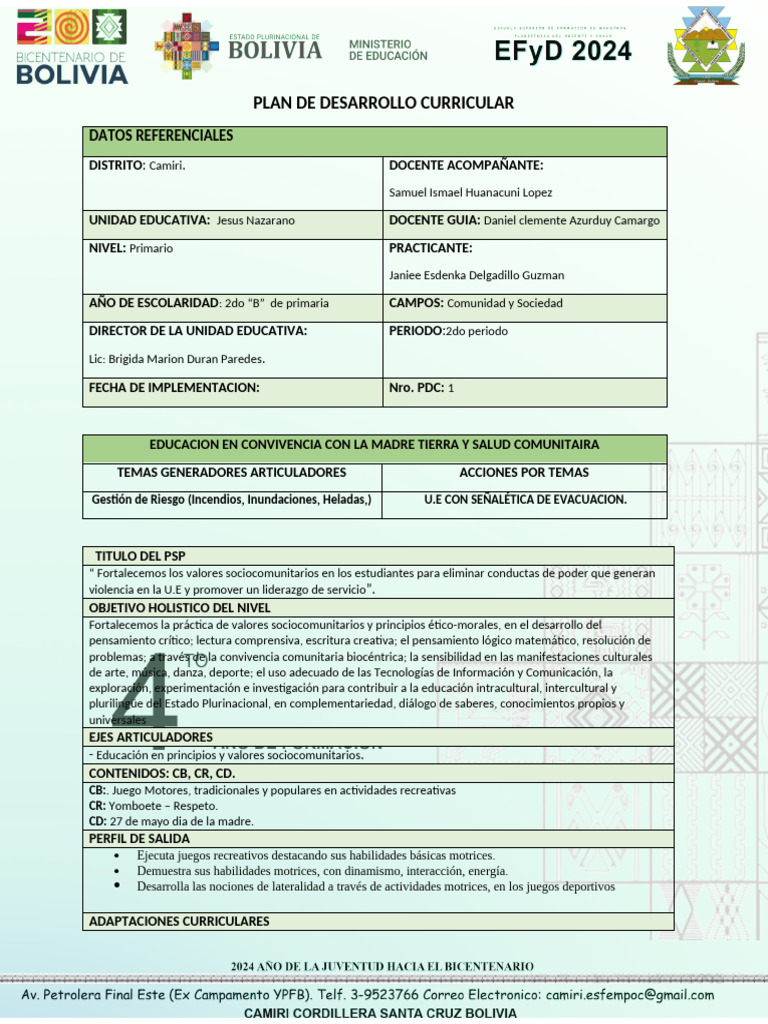 Plan de Desarrollo Curricular Primaria | PDF | Aprendizaje | Cognición