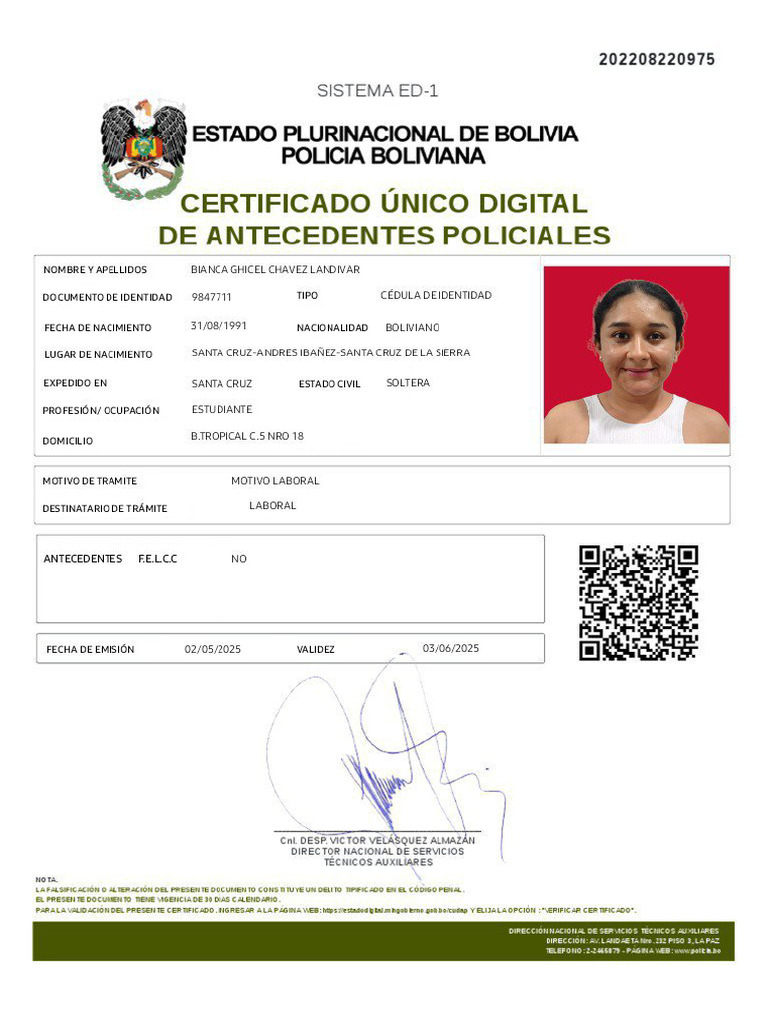 Cert Antecedentes Felcc | PDF
