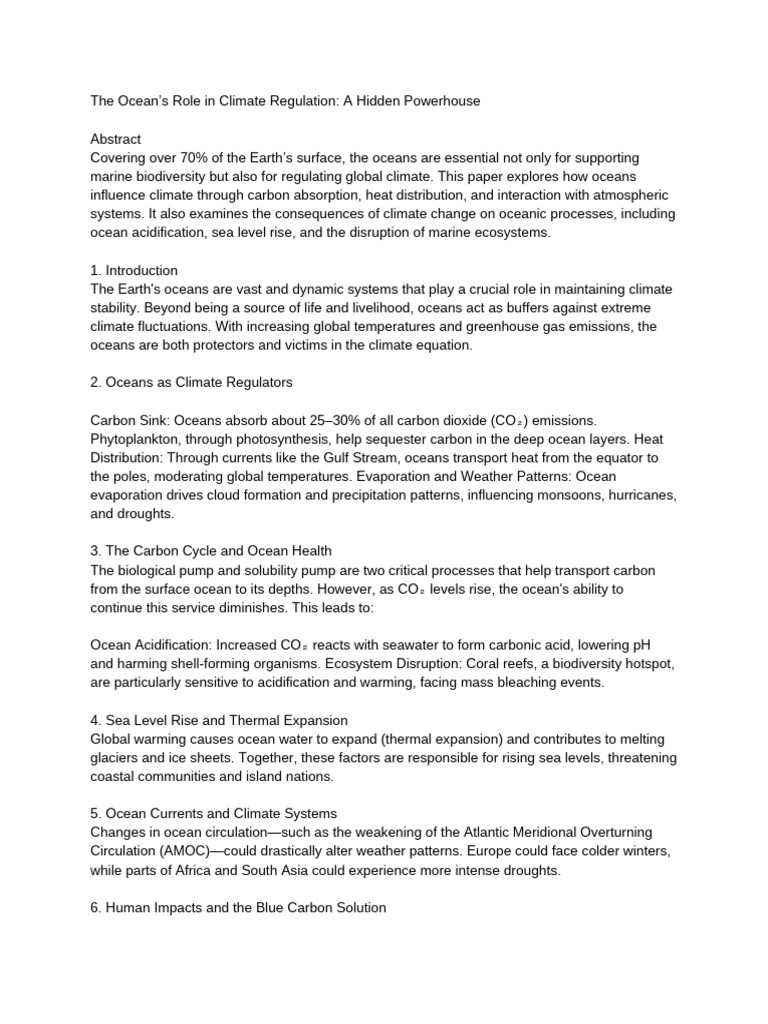 Oceans: Climate Regulation Powerhouse | PDF | Oceans | Climate Change
