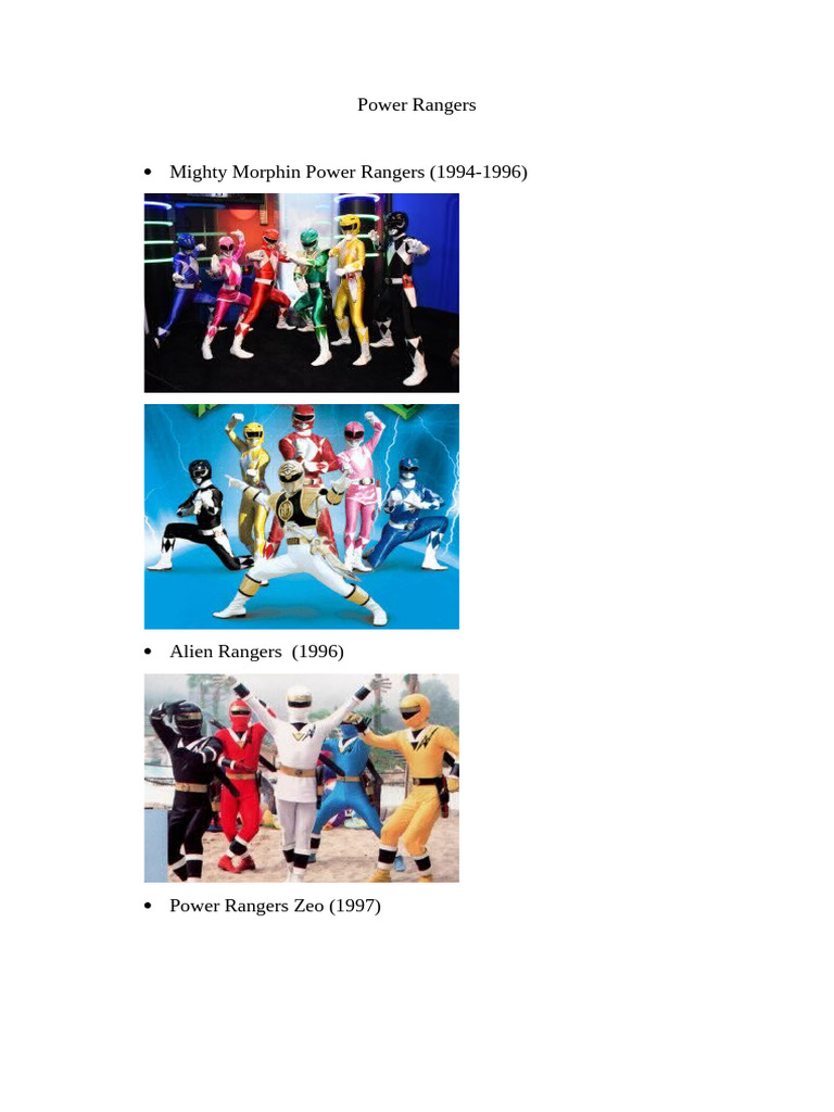 Lista de todas las temporadas de Power Rangers | PDF