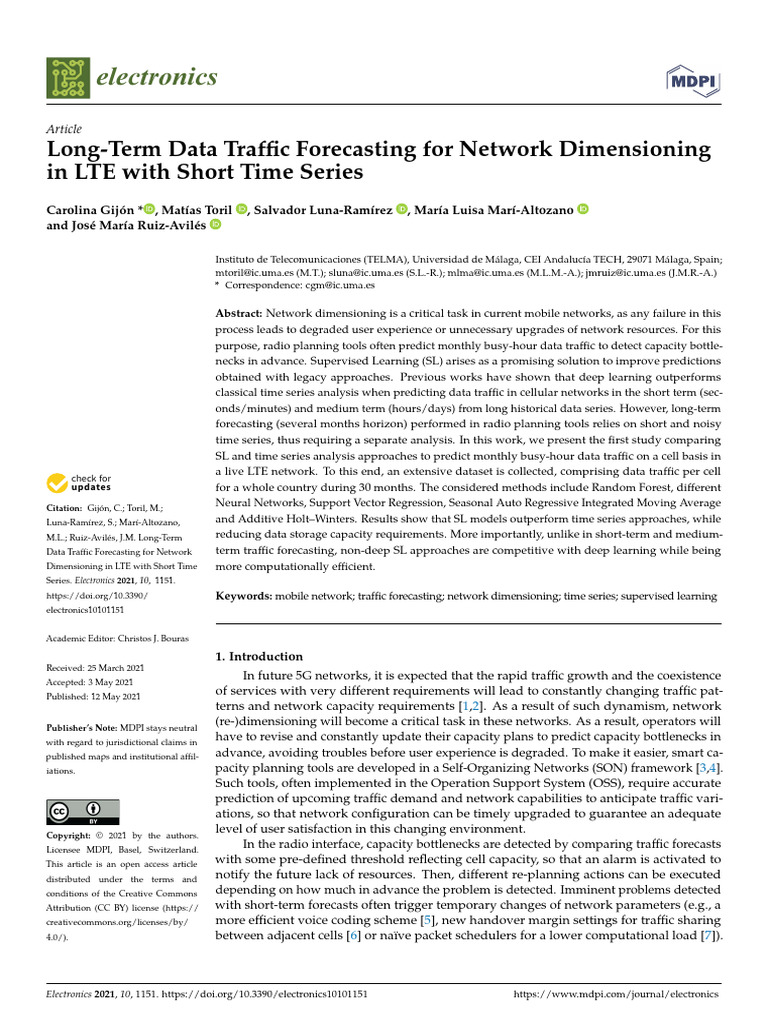 Long-Term Data Traffic Forecasting For Network Dimensioning in LTE With ...
