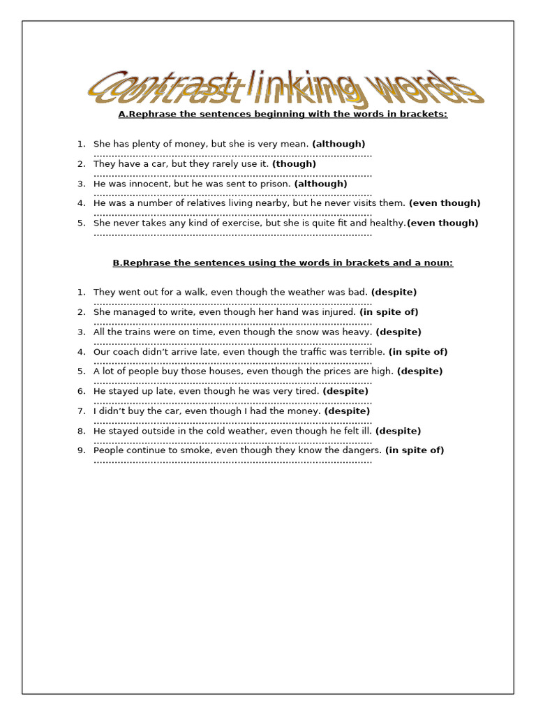 Linking Words Exercises with Answers | PDF