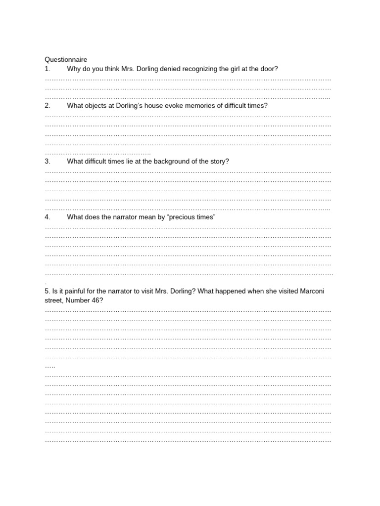 The Address (Questionnaire) - 1 | PDF