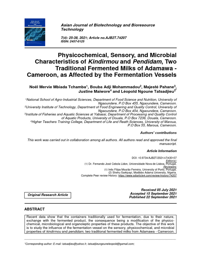 Physicochemical Sensory and Microbial CH | PDF | Milk | Taste