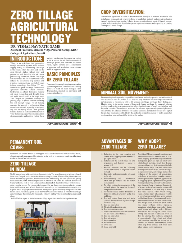 Benefits of Zero Tillage Farming | PDF | Agriculture | Tillage
